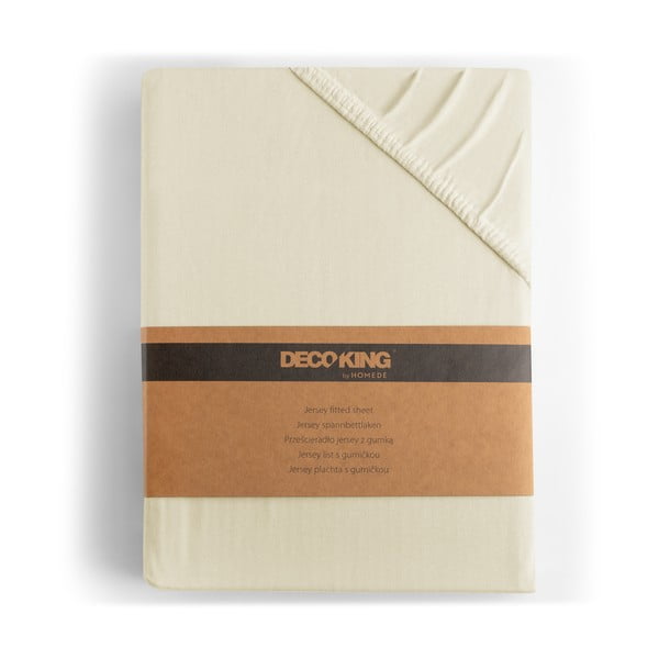 Бежов еластичен чаршаф от джърси 90x200 cm Amber – Restilo-image-4
