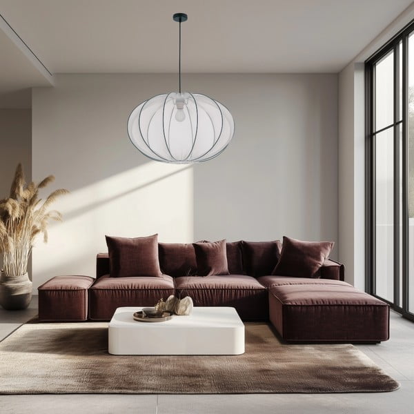 Бяло висящо осветително тяло с текстилен абажур ø 60 cm Mellow – Candellux Lighting-image-1