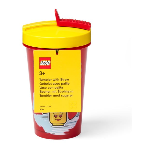 Червена чаша с жълт капак и сламка , 500 ml Iconic - LEGO®-image-1