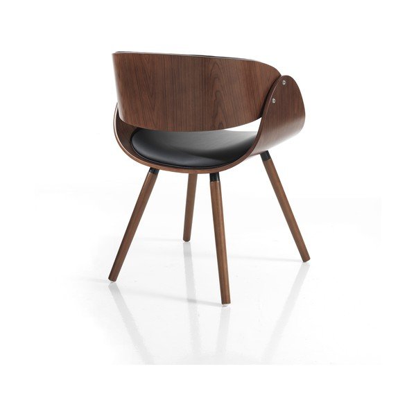 Черен/тъмнокафяв тапициран трапезен стол с подлакътници Visby Evo – Tomasucci-image-3