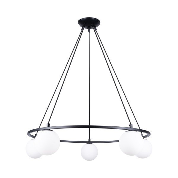 Бяло/черно висящо осветително тяло със стъклен абажур Umerta – Sollux