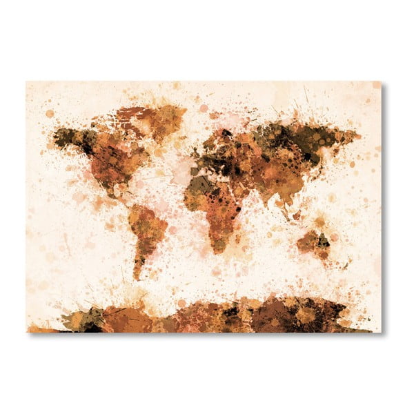 Plakát s hnědou mapou světa Americanflat Spot, 60 x 42 cm