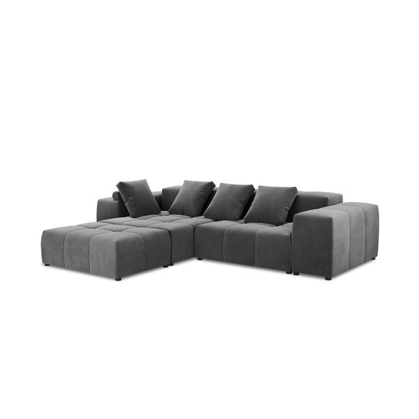Ъглов диван от сиво кадифе (променлива) Rome Velvet - Cosmopolitan Design-image-2