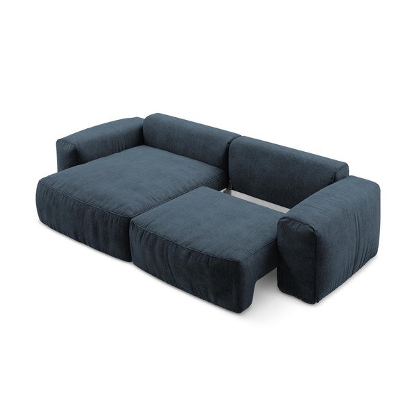 Тъмносин шенилов сгъваем ъглов диван (ляв ъгъл) Kuki – Makamii-image-4