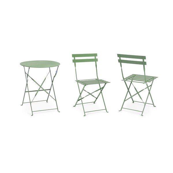 Светлозелен  стоманен градински комплект за хранене за 2 Austin – Bizzotto-image-2