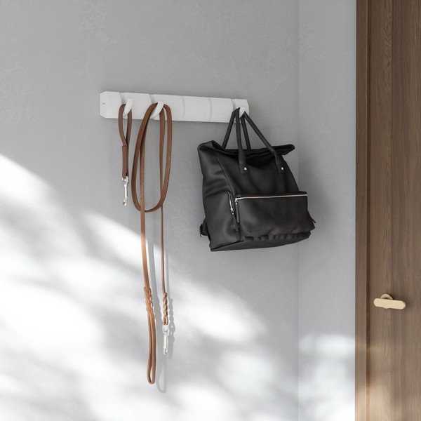 Стенна закачалка от масивен бор в матово бял цвят 51 cm Flip – Umbra-image-1