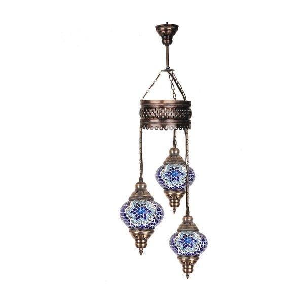 Trojitá skleněná závěsná lampa Taji, ⌀ 13 cm