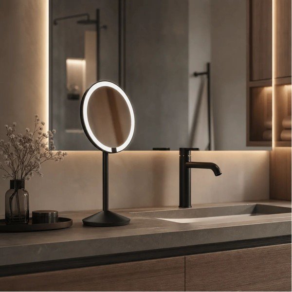 Козметично огледало със светлина/увеличително (увеличение 5x) ø 12 cm – simplehuman-image-1