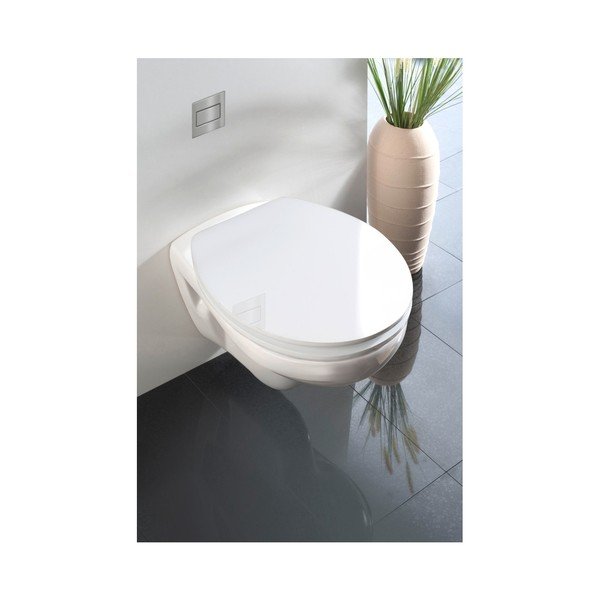 Bílé WC sedátko se snadným zavíráním Wenko Classic, 45 x 38,8 cm