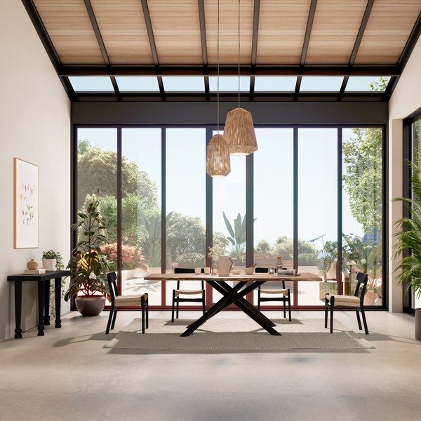 Черни трапезни столове в комплект 2 бр. от масивно каучуково дърво Biel – MOME-image-2