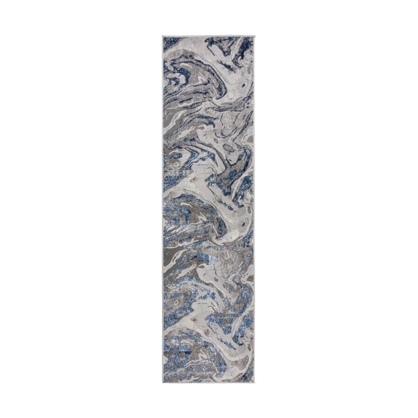 Синьо-сива покривка , 80 x 300 cm Marbled - Flair Rugs