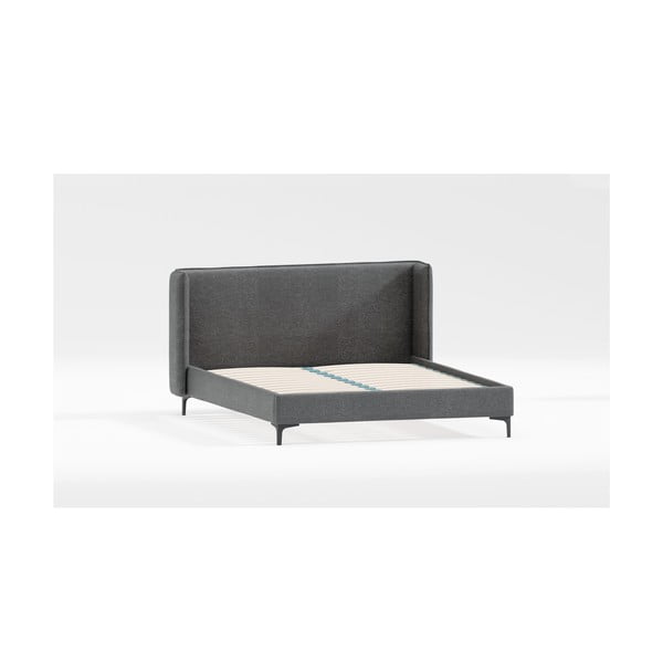 Тъмносиво двойно тапицирано легло с включена подматрачна рамка 200x200 cm Basti – Ropez
