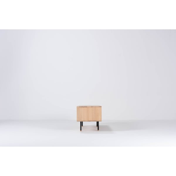 Черна/естествена маса за телевизор от масивен дъб 160x48 cm Fina – Gazzda-image-4