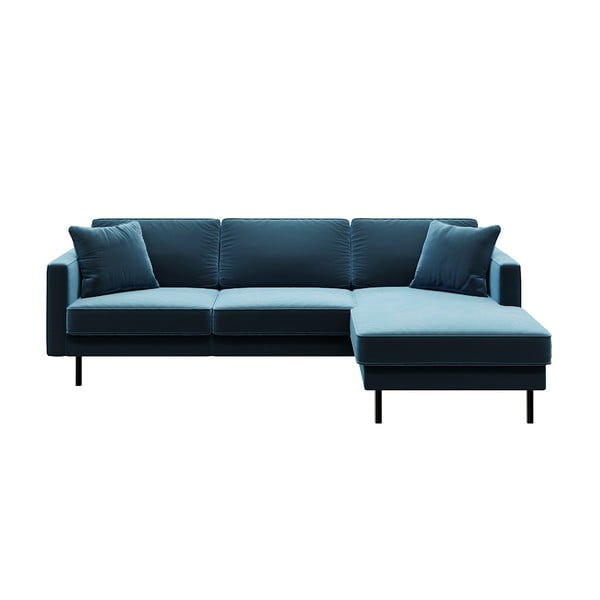Ъглов диван от синьо кадифе , десен ъгъл Kobo - MESONICA