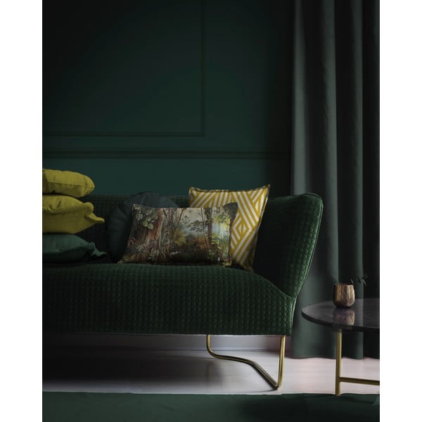 Възглавница от жълто и бяло кадифе Lines, 45 x 45 cm - Velvet Atelier-image-1