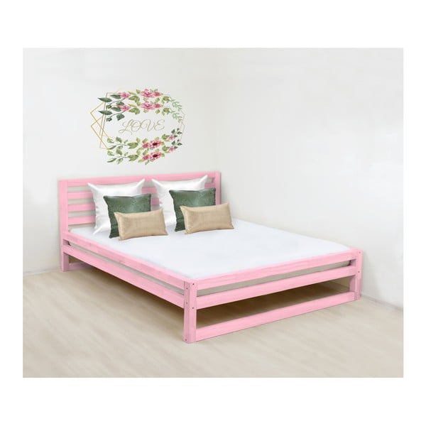 Розово дървено двойно легло DeLuxe, 200 x 200 cm - Benlemi