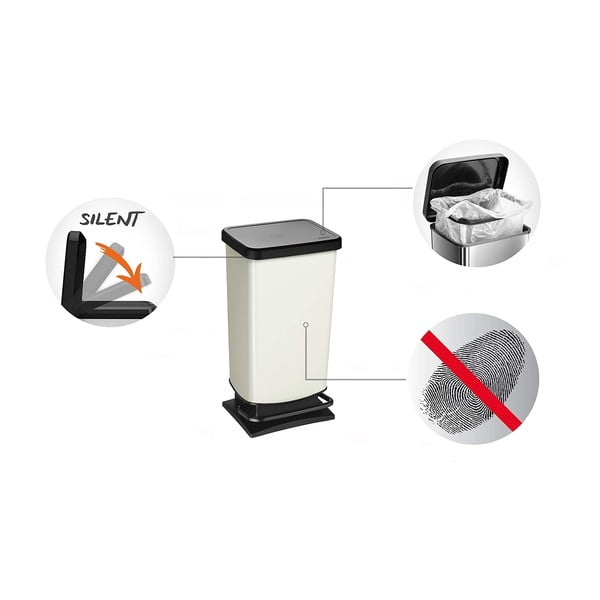 Сив кош за боклук с педали от рециклирана пластмаса 40 л Paso - Rotho-image-3