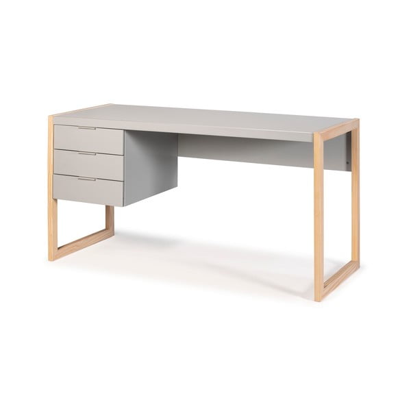 Сиво писалище с крака от борова дървесина Frank - Marckeric-image-3