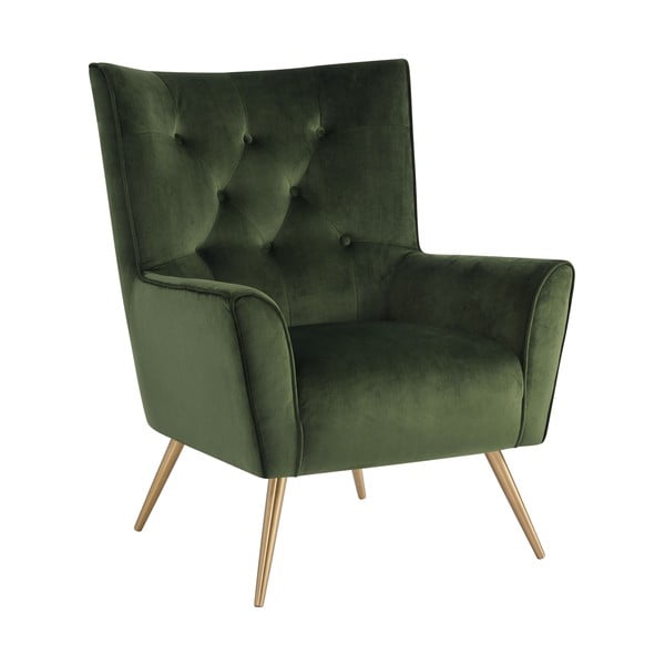 Тъмнозелено кадифено кресло Bodiva - Actona