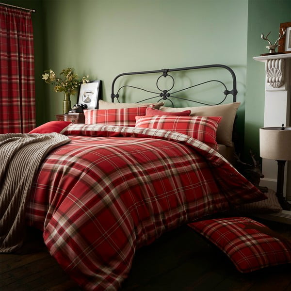 Червено единично спално бельо Червено, 135 x 200 cm Kelso - Catherine Lansfield