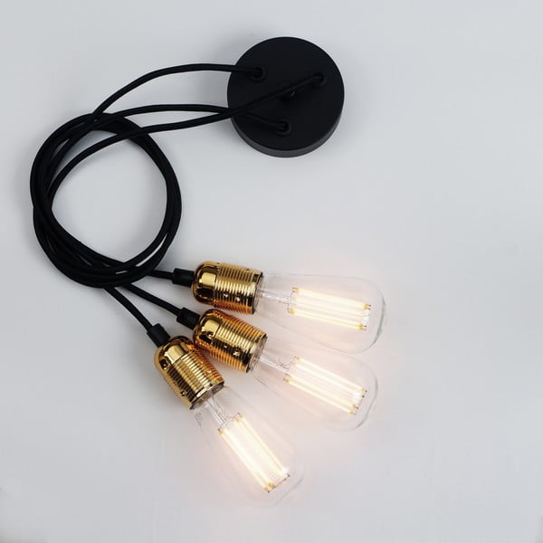 Черна висяща лампа с три рамена и златни детайли Uno - Sotto Luce-image-4