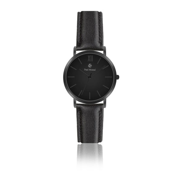Dámské hodinky s černým koženým řemínkem Paul McNeal Noche, ⌀ 3,6 cm