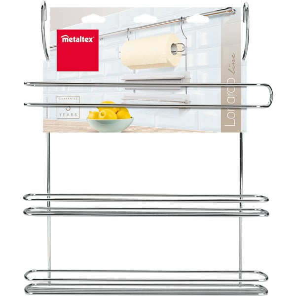 Висяща стойка за кухненски кърпи от хромирана стомана в сребристо Lonardo – Metaltex-image-1
