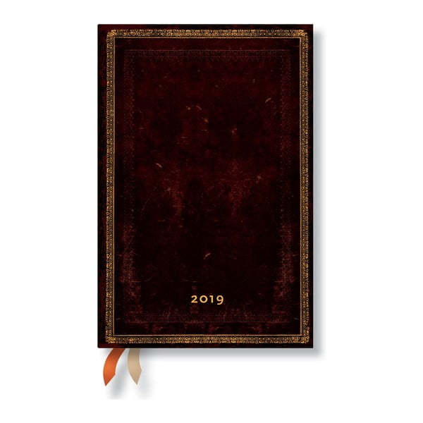 Дневник за 2019 г., черен, марокански, хоризонтален, 10 x 14 cm - Paperblanks