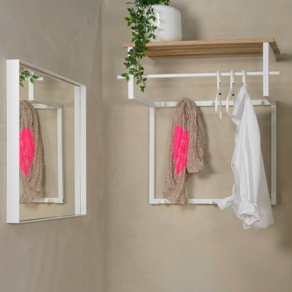 Бяла/в естествен цвят метална стенна закачалка с рафт 76 cm Rizzoli – Spinder Design-image-2