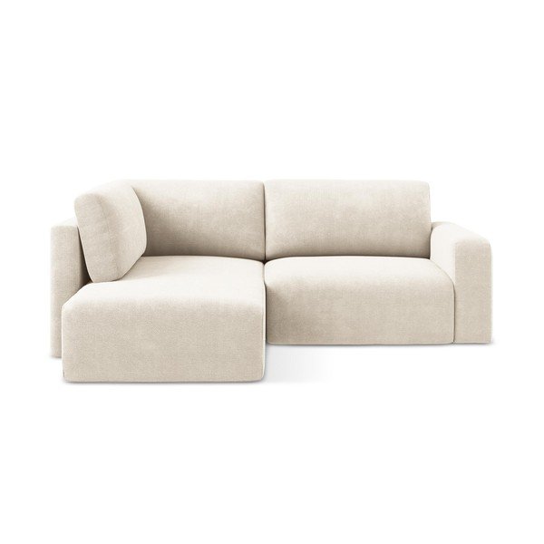 Кремав шенилов сгъваем/с място за съхранение ъглов диван (ляв ъгъл/L форма) Kona – Makamii