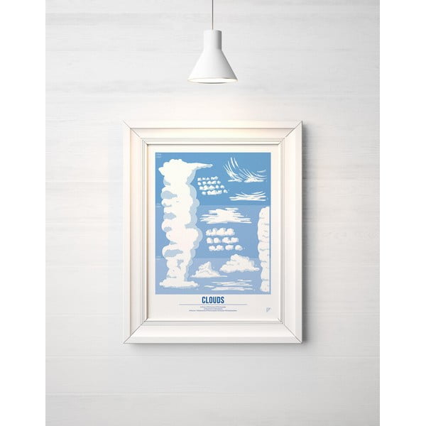 Barevný plakát Follygraph Clouds Blue, 30 x 40 cm