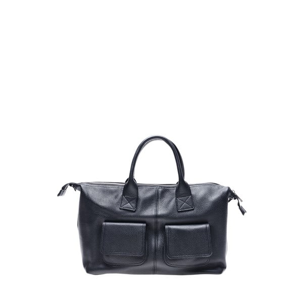 Черна кожена чанта , 25 x 48 cm - Anna Luchini