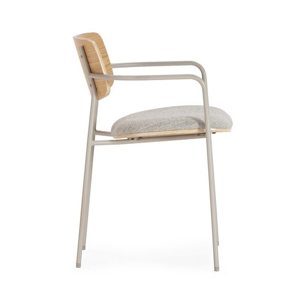 Светлосиви/в естествен цвят тапицирани трапезни столове в комплект с подлакътници Nour – MOME-image-3