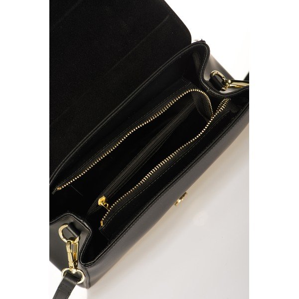 Черна кожена чанта Marta - Federica Bassi-image-1