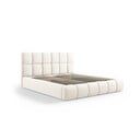 Кремаво тапицирано кадифено двойно легло с място за съхранение с включена подматрачна рамка 180x200 cm Bellis – Micadoni 