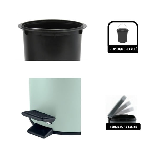 Стоманено кошче за боклук с педал в цвят мента 3 l   Adelar – Spirella-image-4