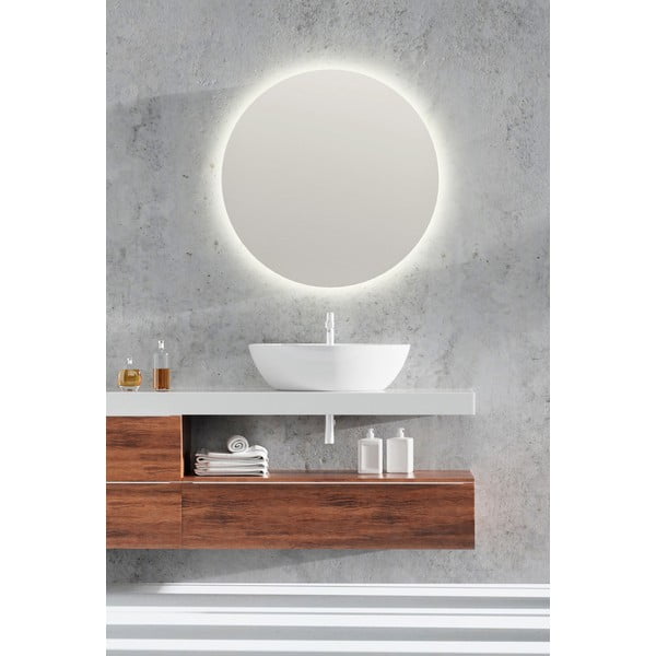 Стенно огледало със светлина ø 60 cm Luna – Mirrors and More-image-2