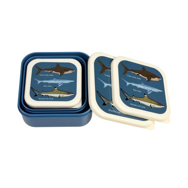 Тъмносини детски кутии за храна 3 бр. Sharks – Rex London-image-4