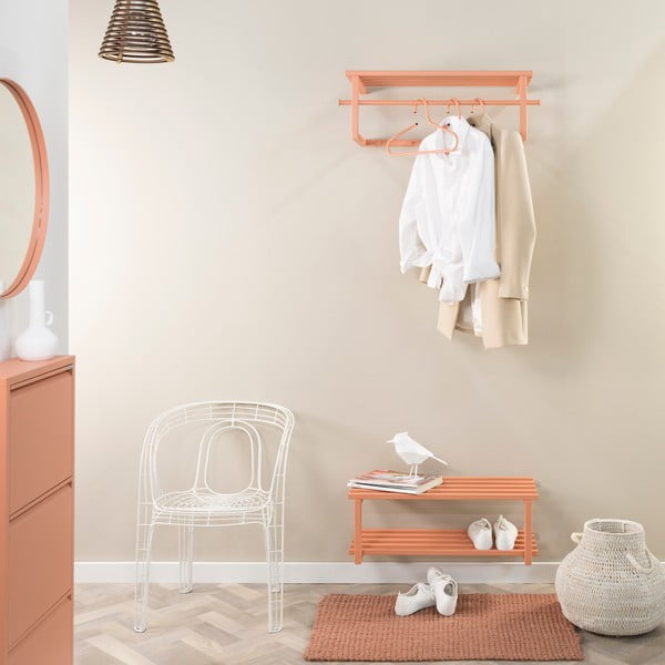 Метална стенна закачалка в цвят сьомга с рафт 76 cm Marco – Spinder Design-image-3