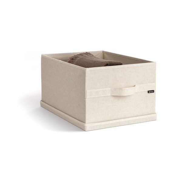 Бежова текстилна кутия за съхранение с капак 36x46x25 cm Soft Storage Large – Bigso-image-3