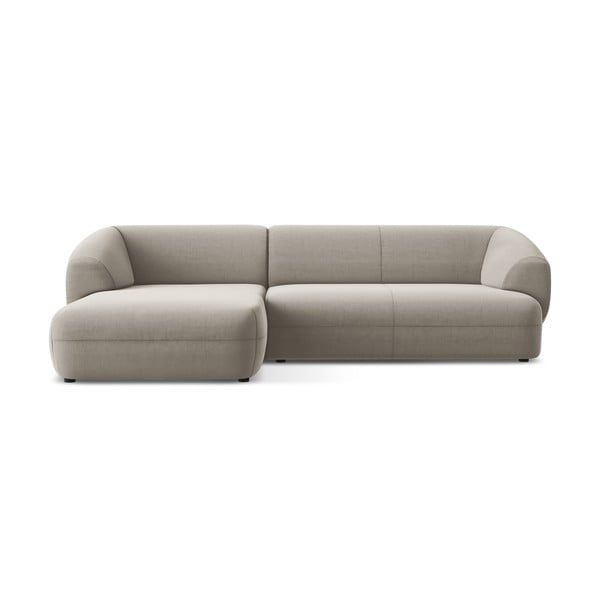 Бежов кадифен ъглов диван (ляв ъгъл) Moana – Makamii