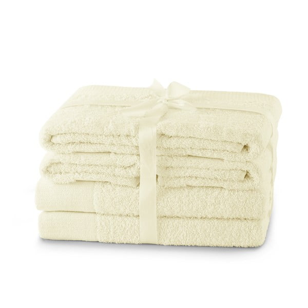 Кремави памучни хавлии и кърпи за баня в комплект от 6 бр. от тери Amari – Restilo
