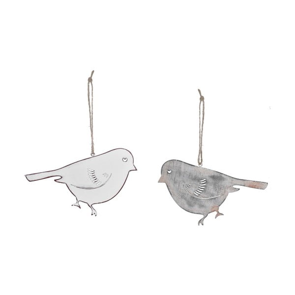 Комплект от 2 малки бели висящи декорации с мотив на птица Ego Dekor, 13 x 8 cm - Ego Dekor