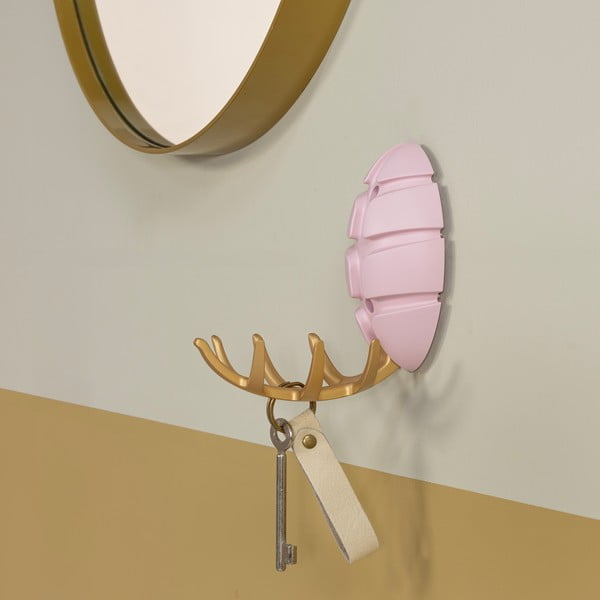 Светлорозова/ в златист цвят стенна пластмасова кука Bug – Spinder Design-image-3