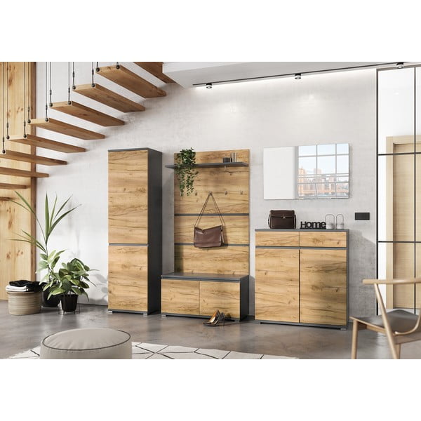 Шкаф за обувки в дъбов декор с пейка Lissabon - Germania-image-4