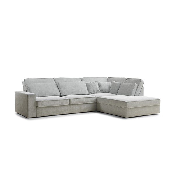 Светлосив шенилов ъглов диван (десен ъгъл/L форма) Kirou – Maison de Rêve-image-2