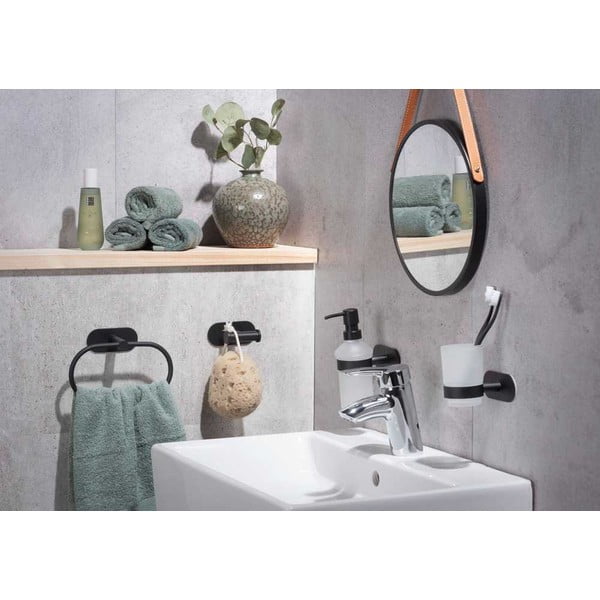 Матово черен комплект самозалепващи аксесоари за баня от неръждаема стомана Orea - Wenko-image-1