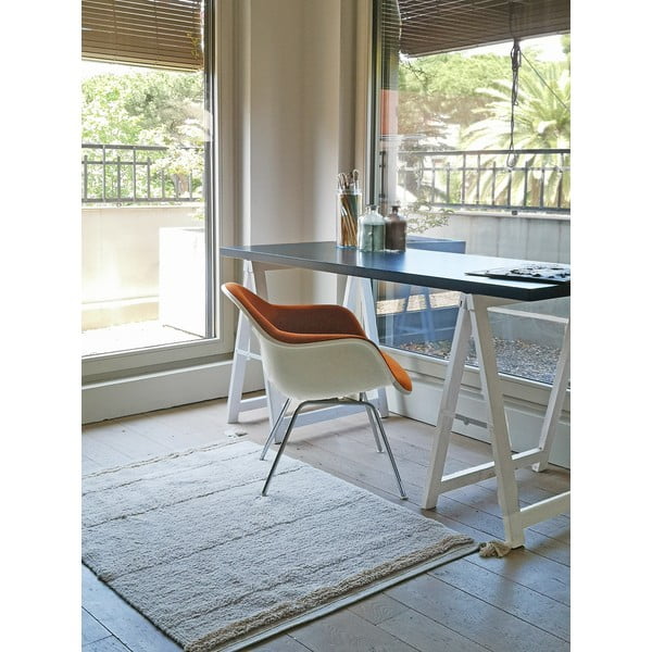 Кремав ръчно изработен памучен килим подходящ за пране 90x130 cm Bloom Natural – Lorena Canals-image-1