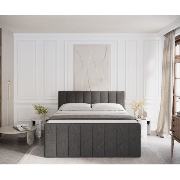 Черно боксспринг легло с място за съхранение 160x200 cm Ruby – Maison de Rêve-image-3