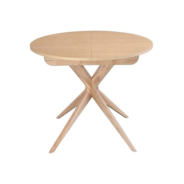 Кръгла сгъваема трапезна маса с допълнителна плоча от масивен ясен ø 90 cm Jubi – Ragaba